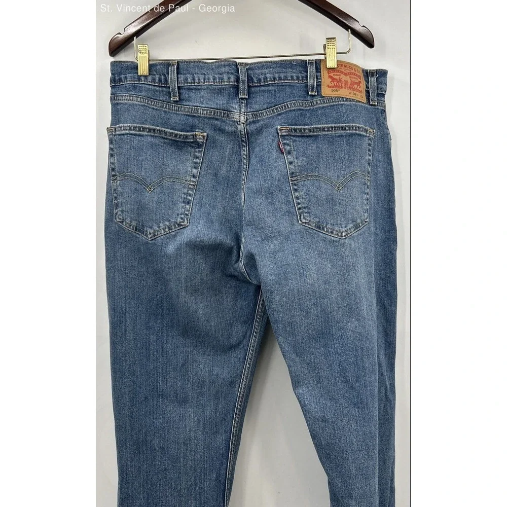 Levi's 505 Regular Fit Straight Leg Jeans 38x32 Blue Medium Wash